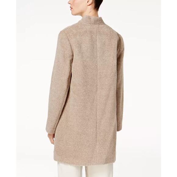 EILEEN FISHER Sheared Suri‎ Alpaca Notched Collar Car Coat 3/4 Length - Picture 3 of 10